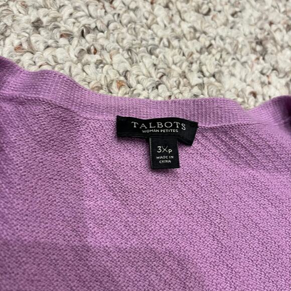 Talbots Cardigan Sweater Sz 3X Petite Button Front V Neck Lavender Purple Casual - Picture 3 of 7